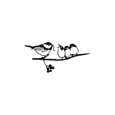 Vogel familie om in hout te schroeven | tuinsteker | tuindecoratie | vogel tuindecoratie | balkondecoratie | boomsteker