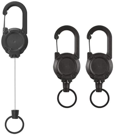Retractable keychain met sterke karabijnhaak - 2 stuks zwart - veelzijdig en veilig voor sleutels en ID's - ShopVlot