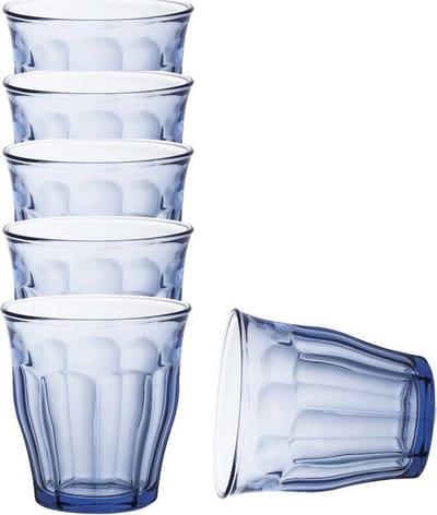 Duralex Drinkglazen Picardie - 6x stuks - blauw glas - 250 ML - Koffie/thee/fris - hardglas - waterglazen