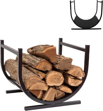 Metalen houtrek 44x37x40cm U-vormig houtrek met stabiele voet Poedercoating Houtrek Houtblokken Brandhoutrek Brandhoutrek voor binnen en buiten NAIZY