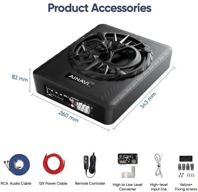 NordHaus Auto Subwoofer Onder Stoel - Actieve Bass Speaker - Ingebouwde Versterker - 800W Vermogen - 34,3 x 26 x 8,2 cm Zwart
