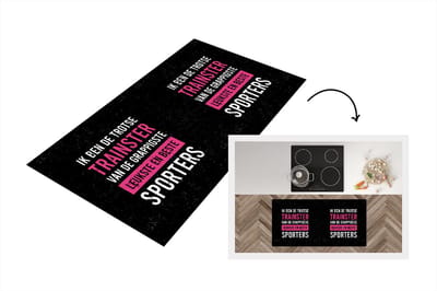 Keukenloper - Loper keuken - Vrouw - Spreuken - Trainer - Roze - 120x60 cm - Keukenloper vinyl