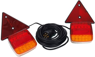 aanhangwagen verlichting set 7,5m en 2,5m - led verlichting met driehoekreflectoren - aanhanger verlichting set