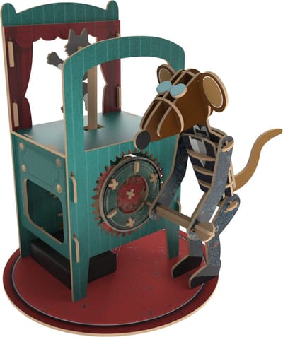 Ilo Build 3D Mechanische Houten Modelbouw Cat and Mouse Show, 0221, 20,5x20,5x23cm