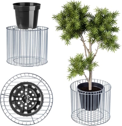 KADAX Schanskorf, schanskorven bloempot, weerbestendige plantenmand van verzinkt staal, ronde plantenbak voor buiten, tuin, terras, bloemen, steenkorf, plantenbak, verhoogd bed (Ø 39 cm, h: 32 cm)