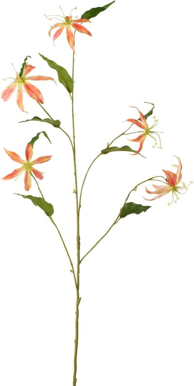 J-Line bloem Gloriosa - textiel - abrikoos - 2 stuks