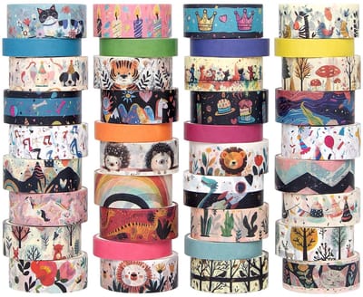 Set van 39 rollen washi tape, schattige dierenplakband, decoratieve tape, plakband voor doe-het-zelf, scrapbooking, geschenkverpakkingen, feestdecoratie