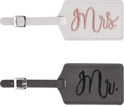 longziming 2x Bagagelabels Mr & Mrs – Bruiloft, Honeymoon, Party Cadeau – Voor Cruise of Vliegtuig Reizen, Zwart/Wit