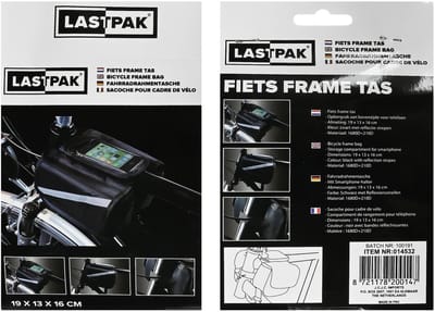 Benson Fiets frame tas - met telefoonvak - reflecterende strepen - 19x13x16 cm - zwart