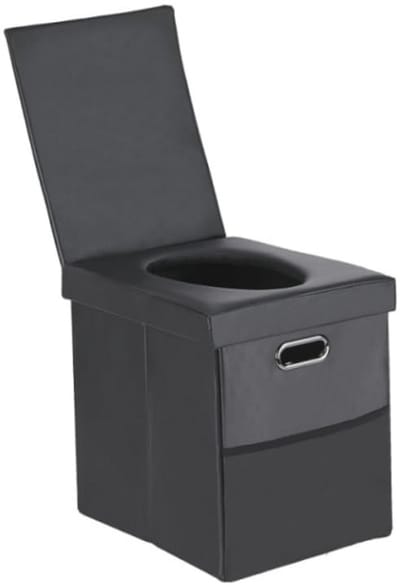 Inklapbaar Draagbaar Campingtoilet met Deksel en Handgrepen - Donkergrijs