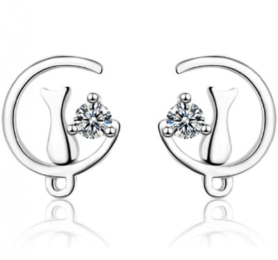 Oorbellen poes- zilverkleur -Zirkonia - Charme Bijoux