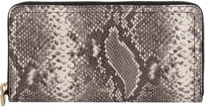 FOSSIL Leren Portemonnee Logan RFID Zip Clutch Python Grijs