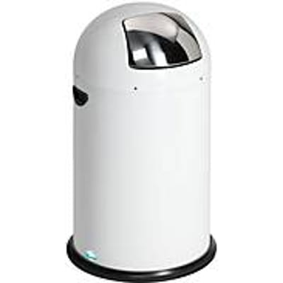 VAR afvalbak, 40 liter, stalen binnenemmer, metalen handvat, wit