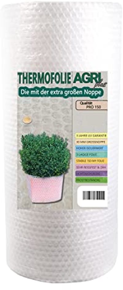 Isolatie Luchtkussenfolie 1,5 m Breed - Beschermfolie voor Planten, Vorstbescherming en Overwintering, 30 mm Noppen, 150 My, UV-bestendig