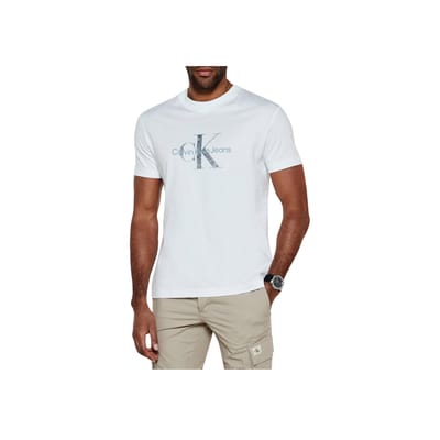 T-shirt Homme Calvin Klein à Manches Courtes et Col Rond avec Lettres Blanc J30J327086-YAF XL white