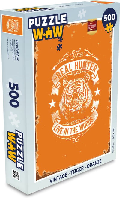 Puzzel Vintage - Tijger - Oranje - Legpuzzel - Puzzel 500 stukjes