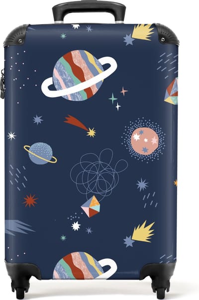 NoBoringSuitcases.com® - Kinderkoffer jongen - Kindertrolley jongens - Ruimte - Handbagage koffer lichtgewicht - Reiskoffer trolley kinderen - Rolkoffer met wieltjes - Past binnen 55x40x20 en 55x35x25