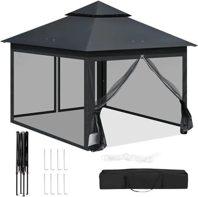 Cellista Partytent 3x3m - Opvouwbare Tuinhuisje - Paviljoen - Tuinluifel met Klamboe - UV Bescherming - Verstelbare Hoogte