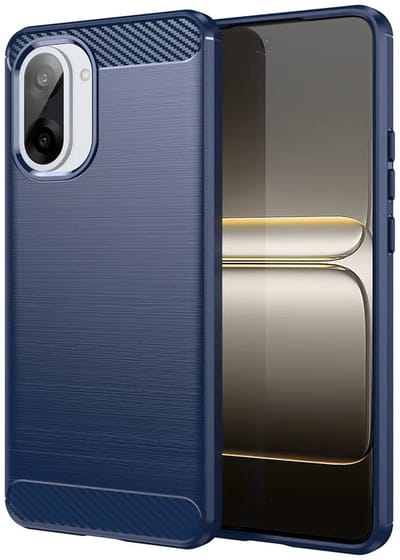 MobyDefend Hoesje - Geschikt voor OnePlus Nord CE 5 - TPU Backcover - Geborstelde Metaal & Carbon-Look - Blauw