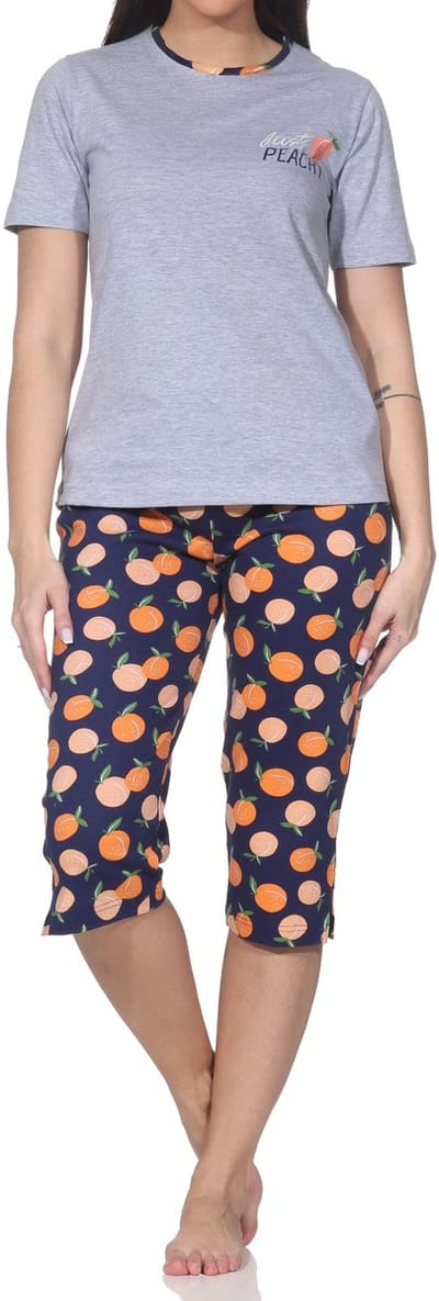 Normann dames capri shortama korte mouw Peachy design ook in grote maten