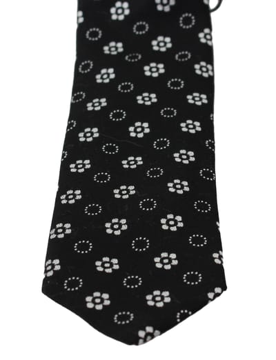 Dolce & Gabbana Mannen Zwart 100% Zijde Bloemen Print Klassieke Stropdas