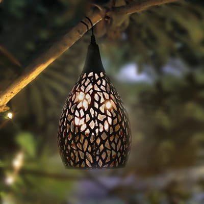 Solar tuinverlichting - Hanglamp 'Saga' - Warm wit licht - Schemersensor - Buitenlamp op zonne-energie