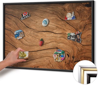 Wallfluent - Bruin Magneetbord in Stijlvolle Kleuren - 100 cm x 70 cm - Magneetbord met Zwarte Frame - Gebarsten houttextuur - Magneetbord met Effen Frame - Magneetbord Multifunctioneel - Magnetisch Bord Decoratief