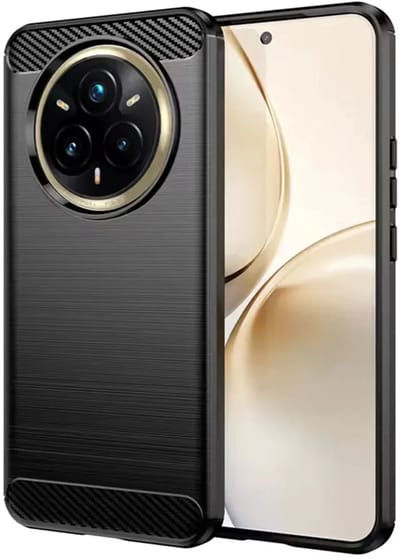 Hoesje geschikt voor Realme 14 Pro Plus - Techsuit Carbon Silicone Back Cover - Zwart