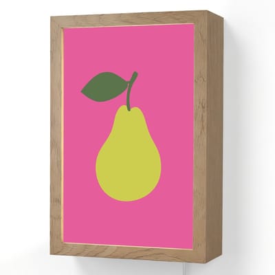 Wandlamp 20x30 cm - Oplaadbaar - Illustratie - Fruit - Peer - Groen - Wandlampen binnen woonkamer - Slaapkamer lamp met kabel - Decoratieve nachtlamp - Vloerlamp snoer
