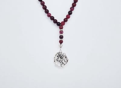 Handgemaakte Natuurstenen Autohanger "Lepidolite"- Met metaal hanger - "Alquran Alkarim" - 8 mm diameter van de korrel- Mooie accessoire en decoratie voor de auto