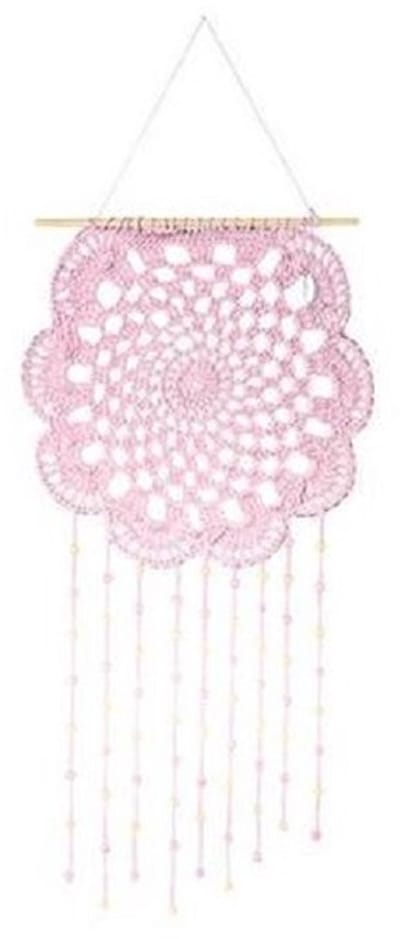 Riverdale - dromenvanger - Flower wandhanger - raamhanger- roze - macrame - L70 cm.