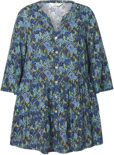 Angel of Style - Dames - Blouse bloemenprint volants - Lichtblauw - Maat 46