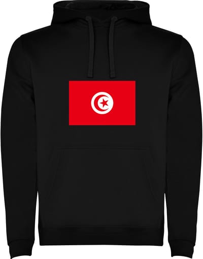 Zwarte unisex hoodie met Wereldse vlaggen het land Tunesie merk Roly maat M
