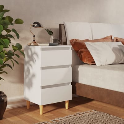 vidaXL - Nachtkastje - met - massief - houten - poten - 40x35x69 - cm - wit