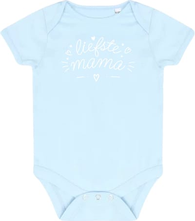 Moederdag cadeau - Romper voor Baby's - Jongens & Meisjes - Cadeau voor De Liefste Mama met witte opdruk - Ronde hals - Korte mouwen - Verkrijgbaar in maten van 0-3 maanden t/m 12-18 maanden - Diverse kleuren: Zwart, Fel Roze, Licht Roze & Blauw