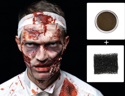 GetGlitterBaby® - Rode Schmink op Waterbasis / Dik Nep Bloed Wond / Horror Decoratie Wonden Grime / Carnaval Halloween Make Up / Aqua Body and Face Paint Red - Rood + Sponsje