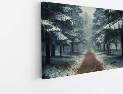 Saammp Canvas Schilderij - Landschap - Bomen tijdens de winter - Natuur - 45x30 - Foto op canvas - Wanddecoratie - Muurdecoratie Woonkamer - Slaapkamer decoratie - Canvas Print