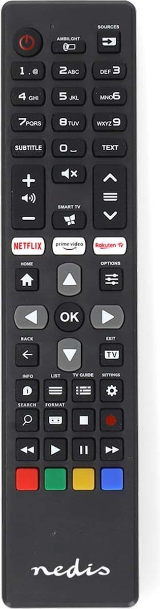 Nedis Vervangende Afstandsbediening - Geschikt voor: Philips - Voorgeprogrammeerd - 1 Apparaat - Amazon Prime / Netflix Knop / Rakuten TV Button / Smart Hub Knop - Infrarood - Zwart