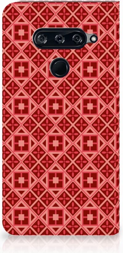 LG V40 Thinq Hoesje met Magneet Batik Rood
