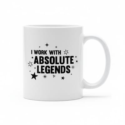 I Work met Absolute Legends Mok 330 ml – Grappige Kantoor Quote Keramische Mok – Perfect Cadeau voor Collega’s