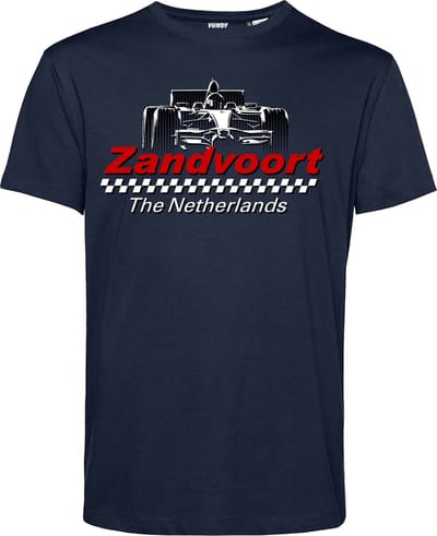 T-shirt Car Zandvoort The Netherlands | Formule 1 fan | Max Verstappen / Red Bull racing supporter | Navy | maat XS