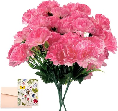 24 Stuks Kunstmatige Rozen in Roze, Faux Bloemen Boeket met Stelen, Perfect voor Moederdag en Bruiloften, Duurzaam en Kleurvast, 7.5cm Grote Bloemen