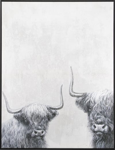 Art for the Home - Canvas Geschilderde details - Schotse Hooglanders - 80x60 cm
