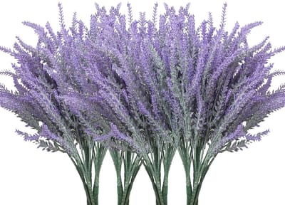 Dailygoods- Lavendelkunstbloemen 12 stuks - Kunstplanten voor buiten - Weerbestendig - Kunstbloemen voor balkon - Feestdecoratie - Net echt uiterlijk