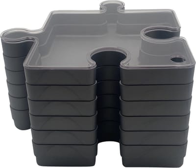 Purepeak Puzzelsorteerbakjes - 6 Stuks - Puzzelbakjes - Puzzelsorteerder - Sorteerbakjes met Deksel - Grijs