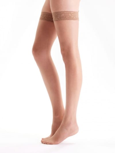 Pretty Polly Hold Ups - Nylons - Hold Up - Stay Up - Plak Kousen - Glans - Zelf Ophoudend - Kanten Boord - 10 Den. - M/L - Sherry
