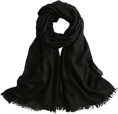Dames Sjaal - Omslagdoek Pashmina - Stijlvol Accessoire - Lichtgewicht Katoenmix - 90 x 180 cm - Zwart Wit Roze Abrikoos