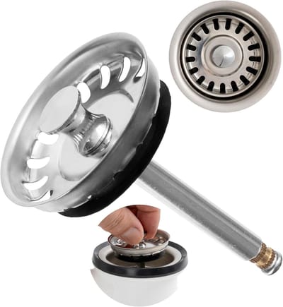 Spoelbakzeef - Zeefmandje Afvoer - Keukenafvoer Reparatie - Verstelbare Pen - 52 mm Diameter - Zilverkleurig