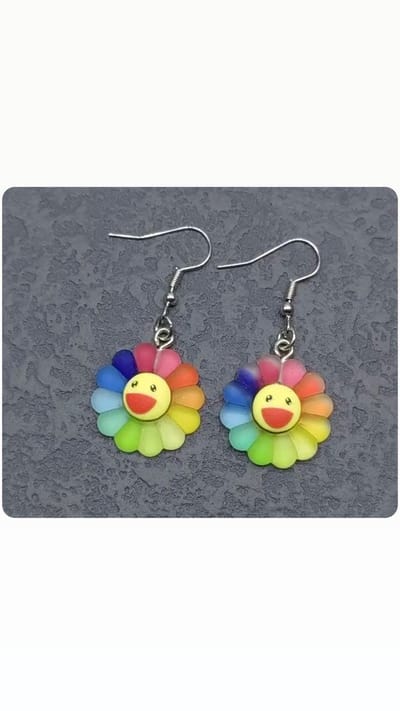 Akyol - Bloem oorbellen - gekleurde oorbellen - Cadeau - meisjes oorbellen - oorstekers - foute outfit -foute party -feest -zomerleuke oorbellen -Sieraad - bloemen -bloem - oranje oorbel