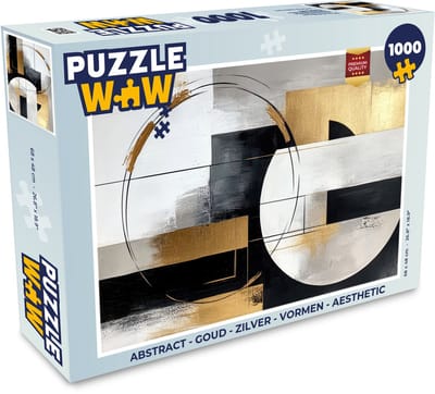 Puzzel Abstract - Goud - Zilver - Vormen - Aesthetic - Legpuzzel - Puzzel 1000 stukjes volwassenen